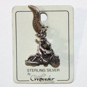 Vintage Sterling Silver Yellowstone Park Moose on Motorcycle Charm